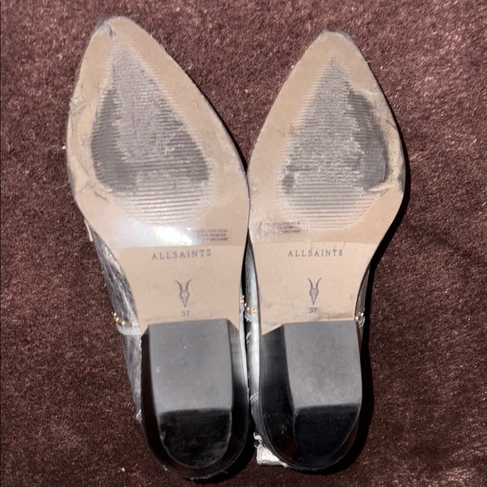 All Saints Metallic Silver and Gold Ankle Booties with Sleek Silhouette - Picture 4 of 6